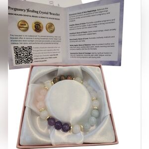 Pregnancy Healing Crystal Bead Bracelet with Gold Accents